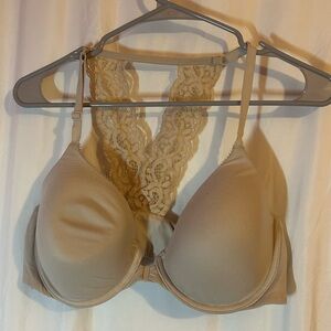 Victoria Secret Elegant Lace Back Beige Bra